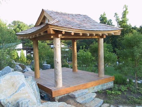 Korean style pavilion Garden Pagoda, Korean Pavilion, Japanese Pavilion Architecture, Red Lotus Pavilion, Korean Interior Design, Chinese Pavilion Architecture, Chinese Pavilion, Bamboo Pavilion Model, Japanese Inspired Garden