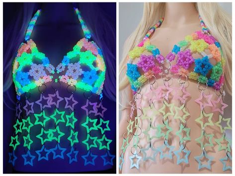 Kandi Bra, Kandi Harness, Gogo Outfit, Gogo Outfits, Rave Fit, Rave Outfits Festivals, Kandi Inspo, Outfit Rave, Rave Clothes