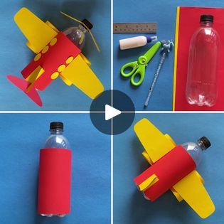 Water Bottle Airplane Craft, Aeroplane Craft For Kids, Make A Plane, Airplane Craft, Diy Airplane, Airplane Crafts, Transportation Crafts, Craft Tutorial, Recycled Bottles