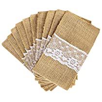 Check this out at Amazon Burlap Silverware Holder, Knife Bag, Silverware Holder, Stretch Chair Covers, Plastic Silverware, Pouch Packaging, Burlap Lace, Vintage Napkins, Cutlery Holder