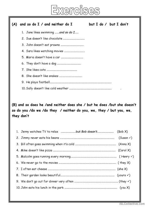 Exercises So do I / Neither do I gen…: English ESL worksheets pdf & doc So Do I Neither Do I Worksheets, Adult Worksheets, Negative Friends, Personal Financial Management, Financial Counseling, Relative Clauses, Counseling Worksheets, Tutorial Class, Esl Teaching Resources