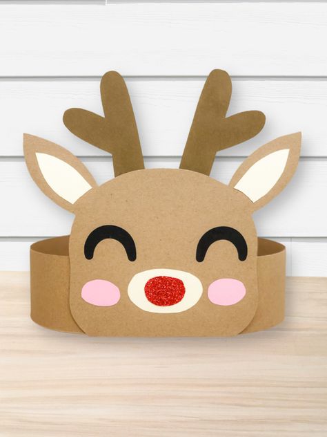 Christmas is right around the corner! Give your kids some holiday fun by doing some of these reindeer activities for kids! You'll find coloring pages, printables, worksheets, crafts, and more. They're great for preschoolers, kindergarten, and elementary children to do at home or in the classroom! Raindeer Crafts Hats, Rudolph Headband Craft, Reindeer Mask For Kids, Raindeer Crafts For Preschoolers, Reindeer Hats For Kids, Reindeer Preschool Crafts, Christmas Hat Craft, Reindeer Headband Craft, Deer Ears Headband