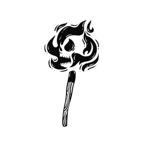 Fire Doodle, Black And White Tattoo, Skull Fire, Doodle Tattoo, Halloween Tattoo, Dark Art Tattoo, Tattoo Portfolio, Dark Tattoo, Doodle Illustration