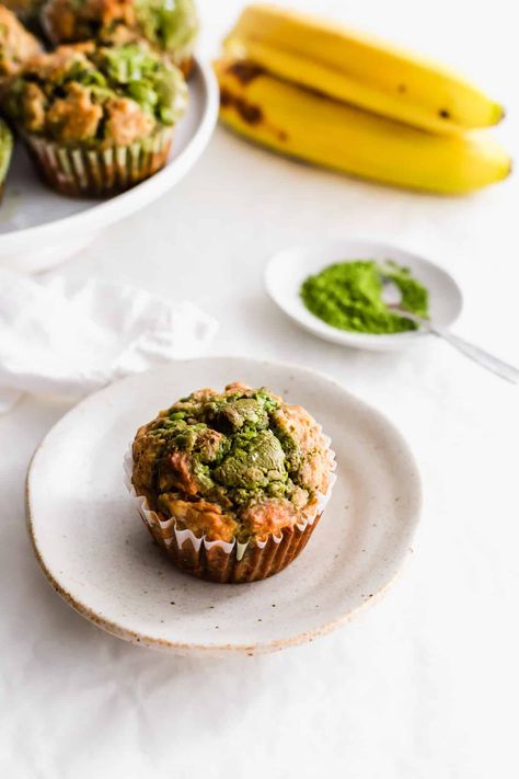 Matcha Chocolate Banana Muffins | Sift & Simmer Matcha Oatmeal, All Purpose Flour Recipes, Matcha Muffins, Mini Banana Muffins, Swiss Roll Cakes, Roll Cakes, Banana Muffin, Matcha Chocolate, Chocolate Banana Muffins