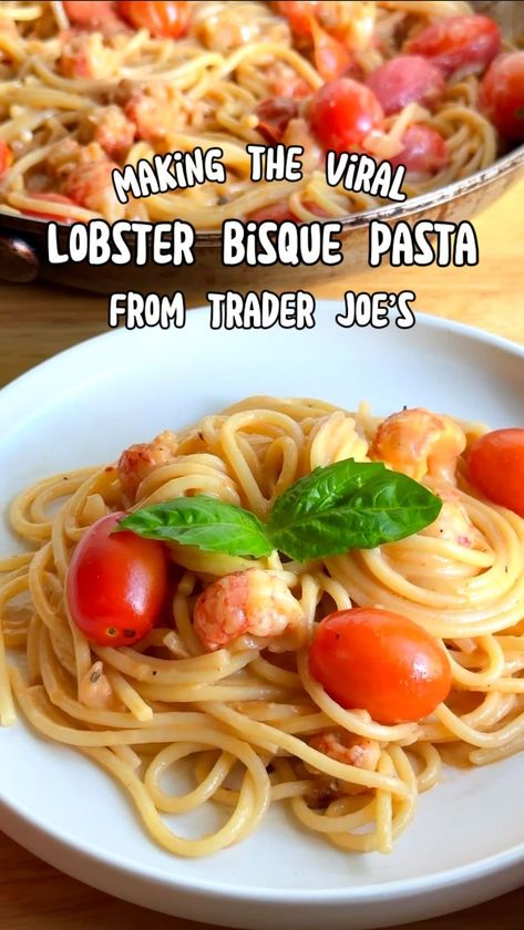 I definitely understand why this lobster bisque pasta went viral 🦞🔥🍝 This is one super simple pasta dish you can whip up in 30 minutes and… | Instagram Lobster Bisque Pasta Trader Joes, Trader Joe’s Lobster Bisque Pasta, Trader Joes Lobster Bisque Pasta, Lobster Bisque Pasta, Lobster Bisque Recipe, Pescatarian Meals, Lobster Pasta, Simple Pasta, Bisque Recipe