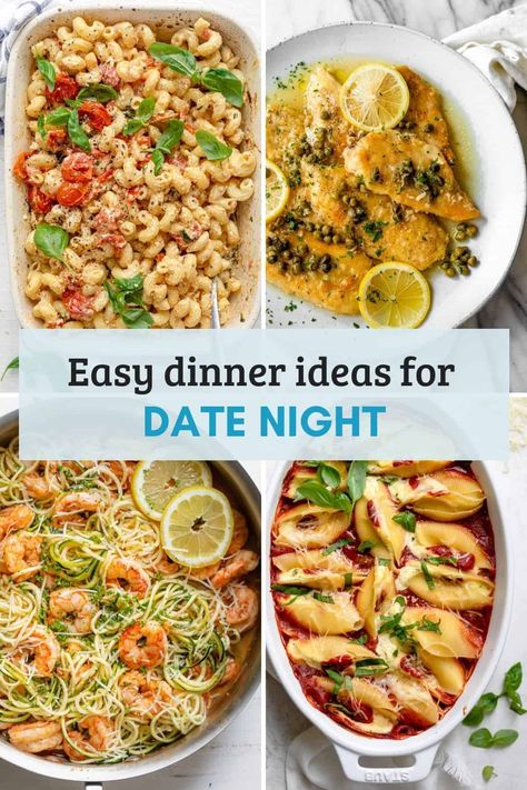 Scallops With Pasta, Dinner Ideas To Impress, Heart Shaped Brownies, Date Night Dinner Ideas, Strawberry French Toast, Lemon Chicken Piccata, Night Dinner Recipes, Pumpkin Risotto, Oven Baked Salmon