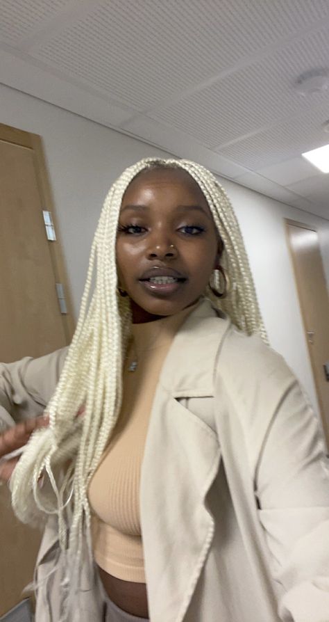 Prioritize Your Peace, Blonde Box Braids, Colored Braids, Blonde Braids, Braided Hairstyles For Black Women, Dark Skin Women, Hairstyles For Black Women, Box Braids Hairstyles, Half Up Half Down