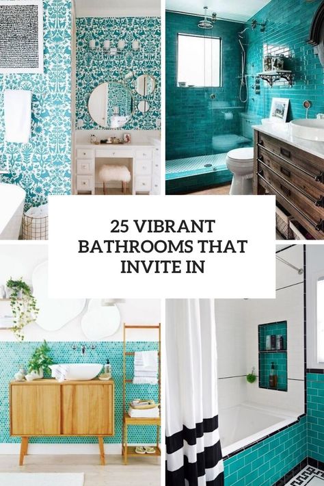 Turquoise Bathroom Tiles, Colorful Small Bathroom, Small Downstairs Bathroom, Grandma Bathroom, Turquoise Bathroom Decor, Nyc Bathroom, Mid Century Renovation, Teal Bathroom Ideas, Aqua Bathroom