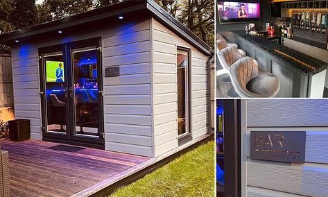 Thousands online are left impressed at this incredible backyard bar Backyard Shed Bar Ideas, Backyard Bar Shed, Shed Bar Ideas, Bar Outdoor Design, Man Cave Shed, Bar Shed, Bar Exterior, Outside Bars, Pub Sheds