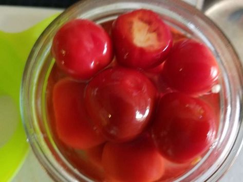 Pickled Hot Cherry Peppers Recipe (Quick Pickled and Canned) Canning Hot Cherry Peppers, Pickled Hot Cherry Peppers Recipe, Pickled Cherry Peppers Recipe, Apple Cider Viniger, Cherry Pepper Recipes, Canning Hot Peppers, Sterilizing Canning Jars, Cherry Peppers, Pickled Cherries