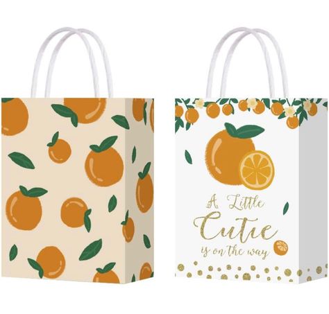 Orange Theme Party, Cutie Party, Cutie Is On The Way, Orange Theme, Orange Birthday, Baby Shower Gift Bags, Oranges Gift, Baby Shower Treats, Summer Baby Shower