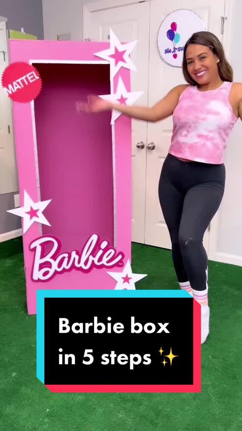 Diy Barbie In A Box Costume, Barbie Costume Box Diy, Life Size Bratz Box Diy, Barbie In A Box Halloween Costume Diy, Barbie Theme Cheer Practice, Barbie Life Size Box, Diy Barbie Box How To Make, Barbie Theme Party Decoration Diy, Trunk Or Treat Ideas For Suv Barbie