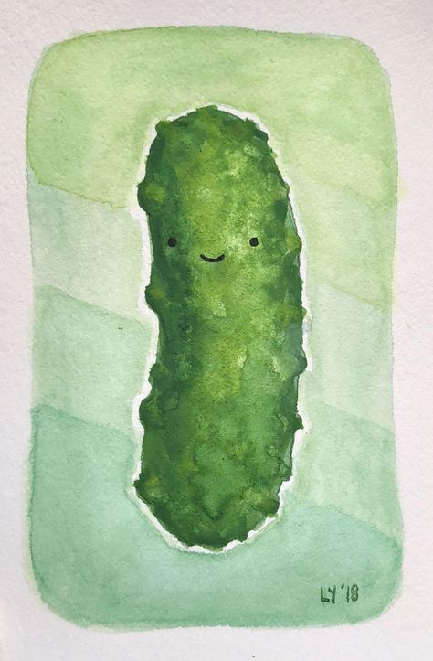 Pickle Watercolor, Quirky Decor, Childrens Books Illustrations, Paint And Sip, Watercolor On Paper, Water Painting, About Art, Cute Cartoon Wallpapers, Art Sketchbook