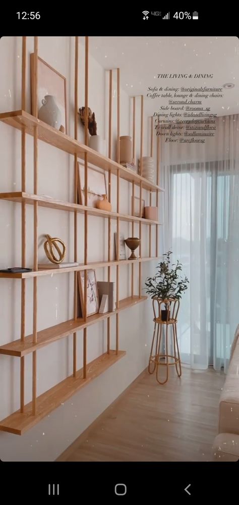 Diy Full Wall Shelves, High Ceiling Shelving, Entrance Bookshelf Decor, Modern Minimalist Bookshelf, Modern Office Bookshelf, Floor To Ceiling Open Shelving, Asymmetrical Bookshelves, Japandi Bookcase, Living Room Zen Style