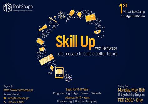 Design for skill-up bootcamp organized by TechScape Event Banner Design, Tech Event, Programming Apps, Event Banner, Me App, Game App, Training Programs, Banner Design, Digital Marketing