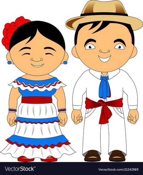 Dominican Republic Outfits, Vector Picture, Melonheadz Clipart, Cartoon Costumes, Garden Party Dress, Kindergarten Crafts, Mexican Dresses, Man Images, World Crafts