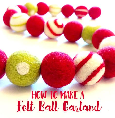 Where to Buy Felt Balls (and a Wreath) Felted Wool Ball Garland, Diy Felt Garland, Felt Ball Crafts, Felt Wool Ball, Jar Fillers, Diy Christmas Garland, Felted Handbags, Felted Wool Crafts, Ball Garland