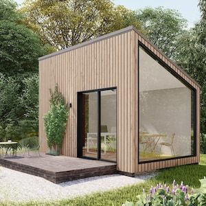 Backyard Office Studio House Plans 10'x16' Modern - Etsy Australia Shed Blueprints, A Frame Cabin Plans, Office Shed, Shed Office, Studio House, Studio Shed, Modern Shed, Backyard Studio, House Shed