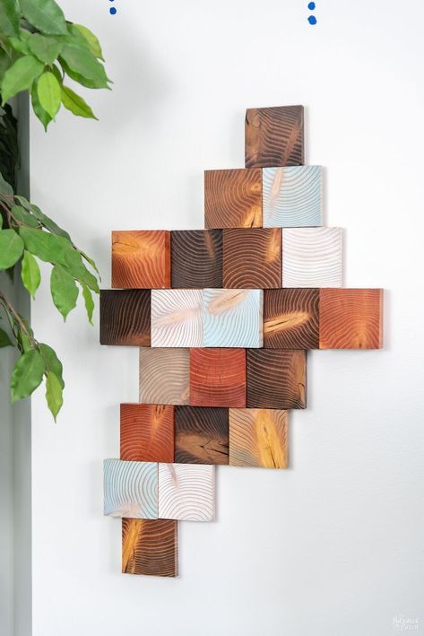 DIY Wood Wall Art |  TheNavagePatch.com Scrap Wood Wall Art, Scrap Wood Wall, Diy Wood Wall Art, Diy Scrap Wood, Diy Wooden Wall, Diy Wood Wall, Wall Art Tutorial, Wood Art Diy, Wall Art Diy