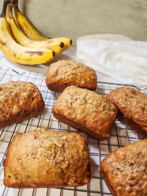 Enjoy the delightful taste of banana bread in mini loaf form! These easy recipes make perfect snacks or treats for kids and adults alike. Give it a try! Banana Bread In Mini Loaf Pans, Banana Nut Bread Recipe Mini Loaves, Banana Bread Small Loaf, Banana Bread In Small Loaf Pans, Two Loaf Banana Bread Recipe, Mini Banana Bread Recipe Loaf Pan, Individual Banana Bread, Mini Banana Nut Bread Loaves, Easy Mini Bread Loaf Recipes