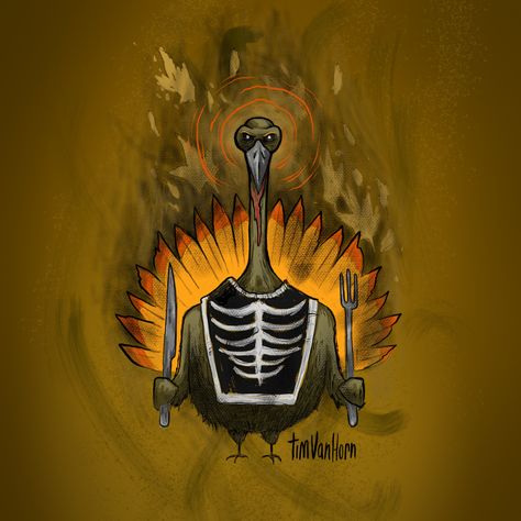 Thanksgiving evil turkey illustration by tim van horn Creepy Thanksgiving, Goth Thanksgiving, Scary Thanksgiving, Horror Thanksgiving, Spooky Thanksgiving, Evil Kenevil, Turkey Illustration, Thanksgiving Drawings, Holiday Horror