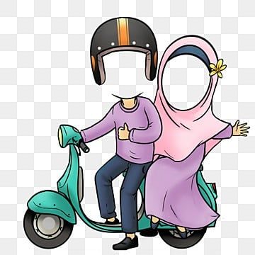 illustration,design,graphic,caricature,logo,riding scooter,scooter,couple,muslim,no head caricature,make photo into caricature Couple Caricature Wedding Muslim, Couple Caricature Wedding, Scooter Couple, Cartoon Editing, Scooter Illustration, Monthsary Message, Creative Logo Design Art, Cartoon Wedding, Couple Caricature