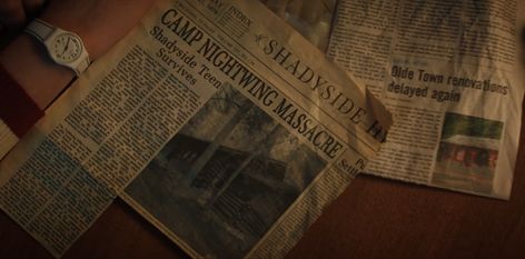 fear street 1994, 2021 Fear Street 1994, Street Aesthetic, Newspaper Clippings, Fear Street, 80s Horror, Slasher Movies, Retro Horror, Sound Of Music, Nightwing