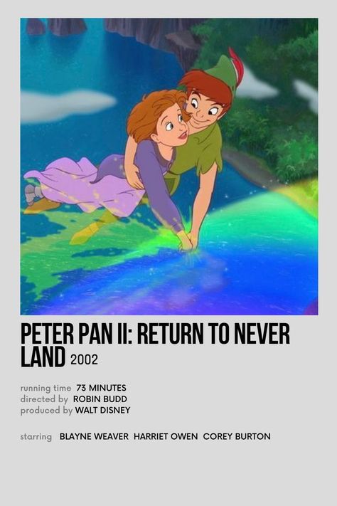 Peter Pan Return To Neverland, Return To Neverland, Peter Pan Movie, Poster Polaroid, Terra Do Nunca, Disney Minimalist, Disney Movie Posters, Movies Posters, Disney Books