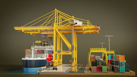 Tour at the Container Terminal (Eye-level) | This angle look… | Flickr Lego Container, Container Terminal, Lego Trains, Lego Moc, Minecraft, Fuel, Lego, Train, Ships