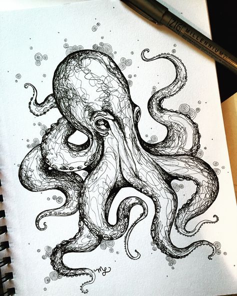 Octopus Sketch on Behance Octopus Sketch, Octopus Drawing, Art Du Croquis, Octopus Tattoo Design, Octopus Tattoos, Octopus Tattoo, Octopus Art, Desenho Tattoo, Animal Sketches