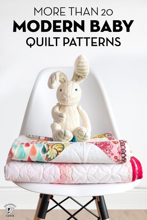 More than 20 modern, graphic and simple baby quilt patterns & free tutorials. Quilt Neutral, Modern Baby Quilt Patterns, Baby Quilt Size, Gingham Quilt, Polka Dot Chair, Black And White Quilts, Modern Baby Quilt, Baby Quilt Pattern, Baby Quilt Patterns