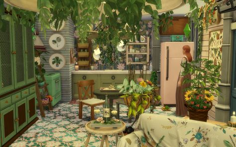 The Sims 4 Cottage Kitchen Sims 4 Cottage Core Interior, Sims Cottage Kitchen, Sims 4 Cottage Decor, Sims 4 Cottagecore Kitchen, Cottage Kitchen Sims 4, Sims 3 Cottage, Sims 4 Cottage House Interior, Sims 4 Cottage Bedroom, Sims 4 Cottages