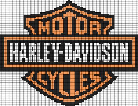 Harley Davidson Alpha Pattern, Harley Davidson Cross Stitch Pattern, Crochet Harley Davidson Blanket Pattern, Crochet Motorcycle, Dp Designs, Pixel Macrame, Pennant Wall, Harley Davidson Decor, Harley Davidson Crafts