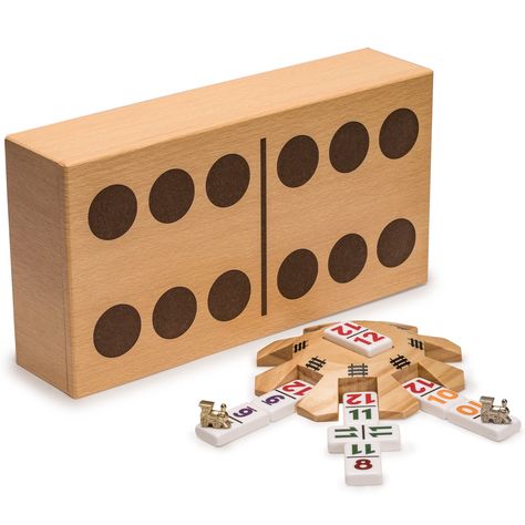 PRICES MAY VARY. ETCHED NUMBERED DOMINOES: The set comes with 91 professional double 12 dominoes made from durable acrylic; Tiles feature bold etched numbers for easy reading and tallying; Each tile measures 2 x 1 x 0.4 inch (5 x 2.5 x .95 centimeter) HIGH-QUALITY HUB AND TRAIN MARKERS: This set features 8 die-cast metal train markers in four colors. Each marker measures 0.87 x 0.67 x 0.31 inch (2.2 x 1.7 x .8 centimeter); The wooden hub centerpiece measures 5.8 x 5.8 x 1 inch (14.75 x 14.75 x 2 Mexican Train Dominoes, Mexican Train, 12 Number, Classroom Accessories, Playing Card Holder, Game Storage, Dominoes Set, Wooden Games, Cnc Projects