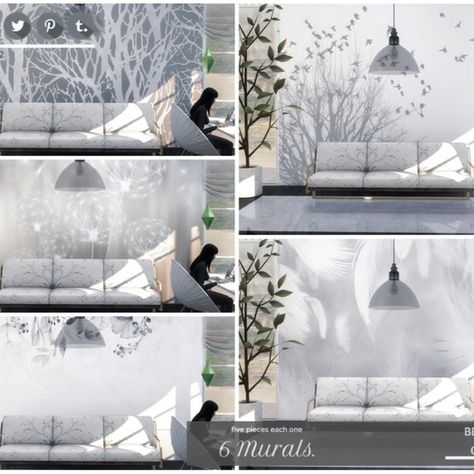 The Sims 4 Wallpaper - Murals in Grey Colour. Sims 4 Wallpaper, 4 Wallpaper, Los Sims, Sims 4 Build, Sims 4 Houses, The Sims4, Grey Colour, Accent Wallpaper, The Sims Resource