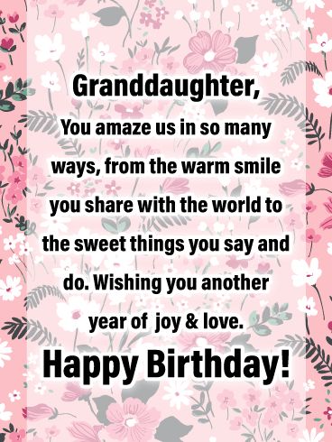 To my Lovely Granddaughter - Happy Birthday Wishes Card | Birthday & Greeting Cards by Davia Grandaughters Birthday Quotes, Happy Birthday Granddaughter Love You, Grandaughters Birthday Wishes, Grandaughter Birthday Quotes, Grandaughter Birthday Wishes, Happy Birthday Grand Daughter, Birthday Wishes For Granddaughter, Granddaughters Birthday, Cookbook Scrapbook