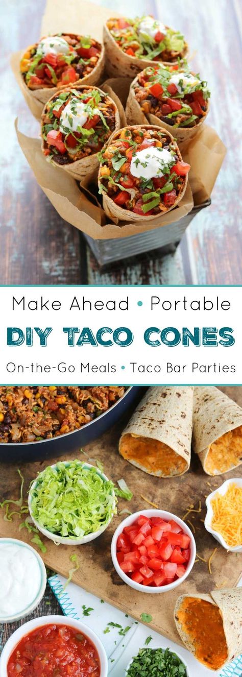 DIY Ta-Cones: Fun, Healthy & Portable Taco Cones Taco Cones, Birthday Dinner Recipes, Walking Tacos Recipe, Tacos Recipes, Walking Tacos, Beef Taco, Healthy Beef, Taco Bar, Taco Night