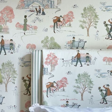 Disney Home on Instagram: "The perfect bedroom décor with @sanderson1860 ⁣ ⁣ Take a walk with Perdita and Pongo through the leafy streets of London in this timelessly beautiful 101 Dalmatians design, available in fabric and wallpaper as part of the Disney Home x Sanderson collection. ⁣ ⁣ Save for future inspiration 😍⁣" Future Inspiration, Streets Of London, Vacation House, Disney Decor, Bedroom Décor, Perfect Bedroom, 101 Dalmatians, Disney Home, Lady And The Tramp