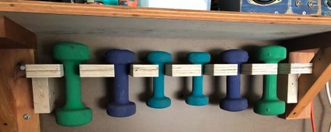 Hand Weight Storage Ideas, Weight Storage Ideas, Diy Dumbbell Rack, Parisian Style Bedrooms, Weights Storage, Diy Dumbbell, Workout Corner, Gym Organization, Home Office And Gym