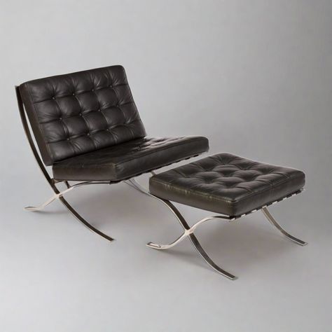 Mies Van Der Rohe Chair, Pavilion Chair, Barcelona Pavilion, Chair With Footrest, Mesh Chair, Van Der Rohe, Mies Van Der Rohe, Eames Lounge, Barcelona Chair