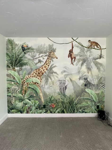 Baby Nursery Murals, African Jungle Animals, Safari Mural, Animal Baby Room, African Jungle, Jungle Mural, Safari Wallpaper, Mushroom Wallpaper, Backyard Reception