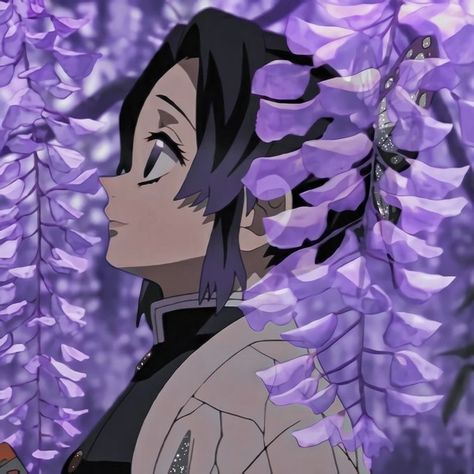 Anime Character, Demon Slayer, Purple, Flowers, Hair, Anime