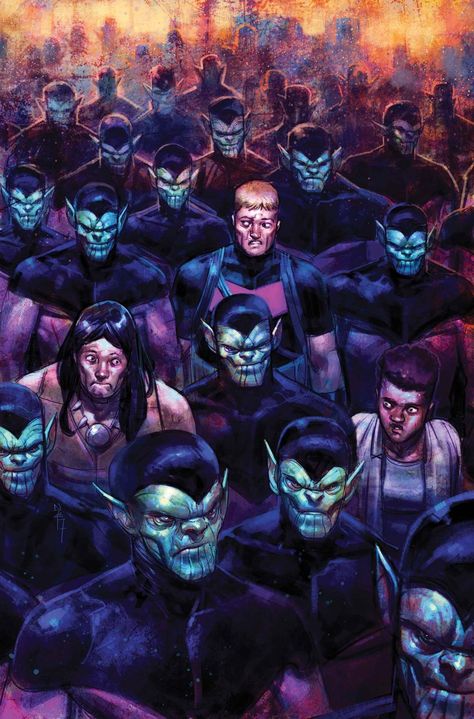 The Skrulls are a race of green-skinned, humanoid shapeshifters from the Andromeda Galaxy. They are a ferocious warrior race, one which may also be the most devious race in the cosmos and yet in their own way they are also a noble warrior race.141516 Whom have carved for themselves the oldest interstellar empire in the universe's history. The Skrulls conquered or colonized every suitable world in the Andromeda Galaxy.15. Dominating a galaxy with millions of inhabited worlds.1117 The Skrulls ... Skrulls Marvel, Bd Art, Marvel Database, Big Baby, Silver Surfer, Marvel Wallpaper, Avengers Assemble, Comic Covers, Marvel Art