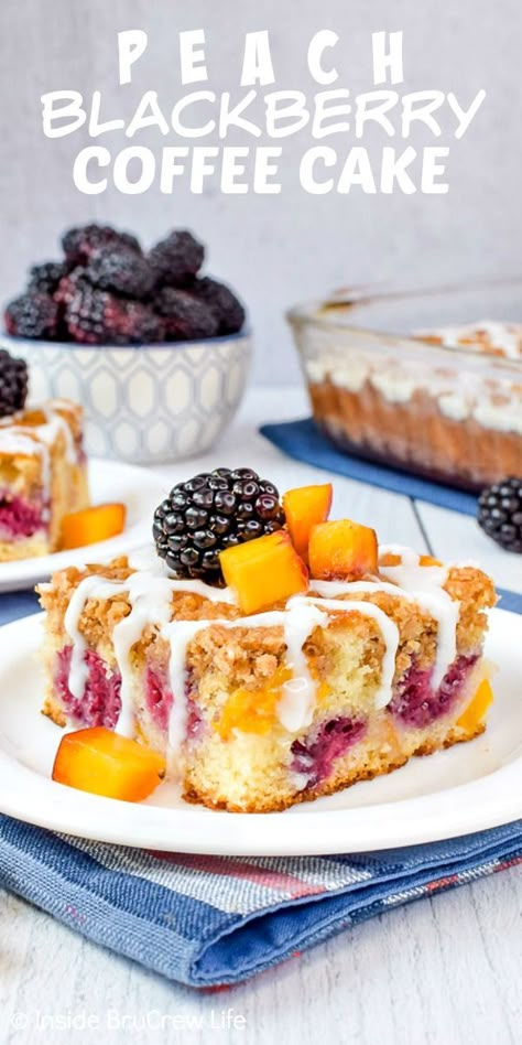 Peach Brunch, Blackberry Coffee Cake, Blackberry Peach, Homemade Coffee Cake, Pumpkin Spice Drinks, Blackberry Cake, Fall Fruit, Blackberry Recipes, Spiced Drinks