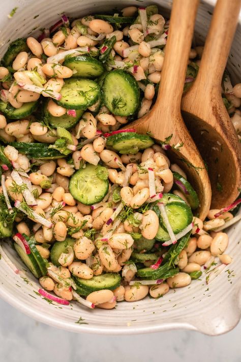 Warm Weather Recipes, Perfect Salad Recipe, White Bean Salad, Gluten Free Dishes, White Bean, Bean Salad, Cucumber Salad, Bean Recipes, White Beans