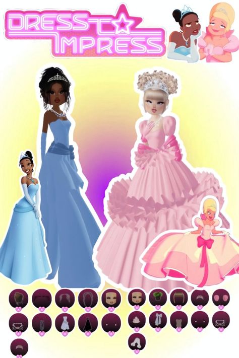 Summer Time Saddens Dress To Impress, Princesses Dress To Impress, Dress To Impress Outfits Princess, Dress To Impress Theme Princess, Dress To Impress Duos Theme, Tiana Dress To Impress, Dti Princess Outfit Ideas, Disney Princess Dress To Impress, Duos Dress To Impress