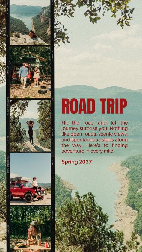 Templates Trip Instagram Story, Road Trip Instagram, Scrapbook Graphic Design, Collage Travel, Travel Road Trip, Film Frame, Font Combos, Create Your Story, Professional Fonts