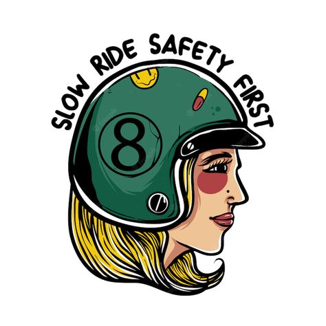 Premium Vector | Woman wearing retro helmet illustration Helmet Illustration, Retro Helmet, Design Collection, Please Wait, Innovation Design, Premium Vector, Graphic Resources, On Demand, Digital Design