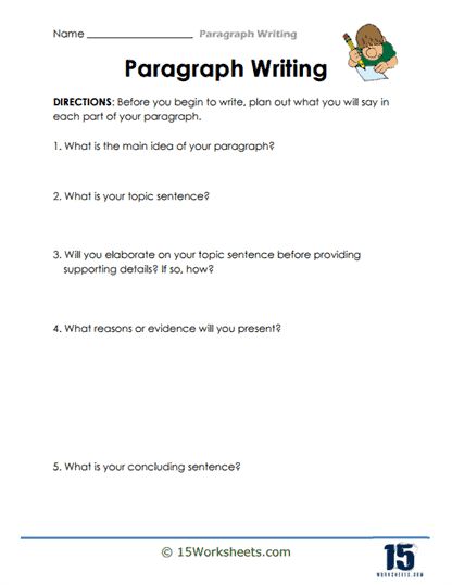 Paragraph Writing #5 Worksheet - 15 Worksheets.com Paragraph Writing Worksheets, English Assignment, Topic Sentences, Paragraph Writing, Writing Exercises, Main Idea, Writing Worksheets, What To Say, Pre Writing