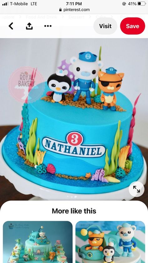 Octonauts Birthday Cake Ideas, Octonauts Cake Birthdays, Octonauts Birthday Party Decorations, Octonauts Birthday Cake, Ocean Birthday Cakes, Octonauts Cake, Octonauts Birthday Party, Lake Birthday, Octonauts Party